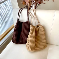 womens tote bags corduroy shoulder bags 2021 girl shopper purses fashion casual solid color large capacity bucket bags handbags