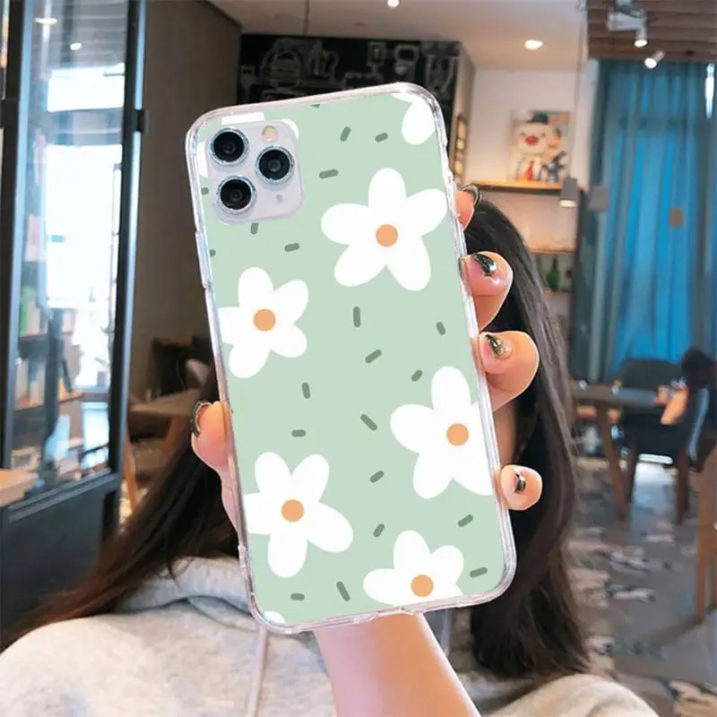 

Flowers pink design painting Phone Case Transparent for iPhone 6 7 8 11 12 s mini pro X XS XR MAX Plus