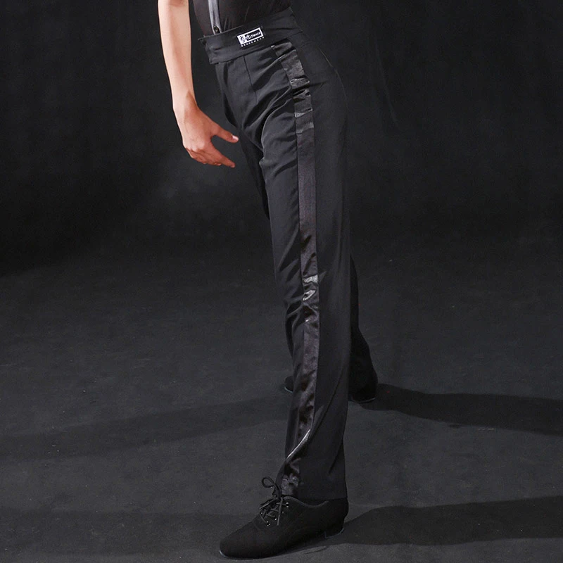 

Брюки для латиноамериканских танцев для мальчиков, черные брюки с высокой талией и боковыми полосками, мужское платье для бальных танцев, д...