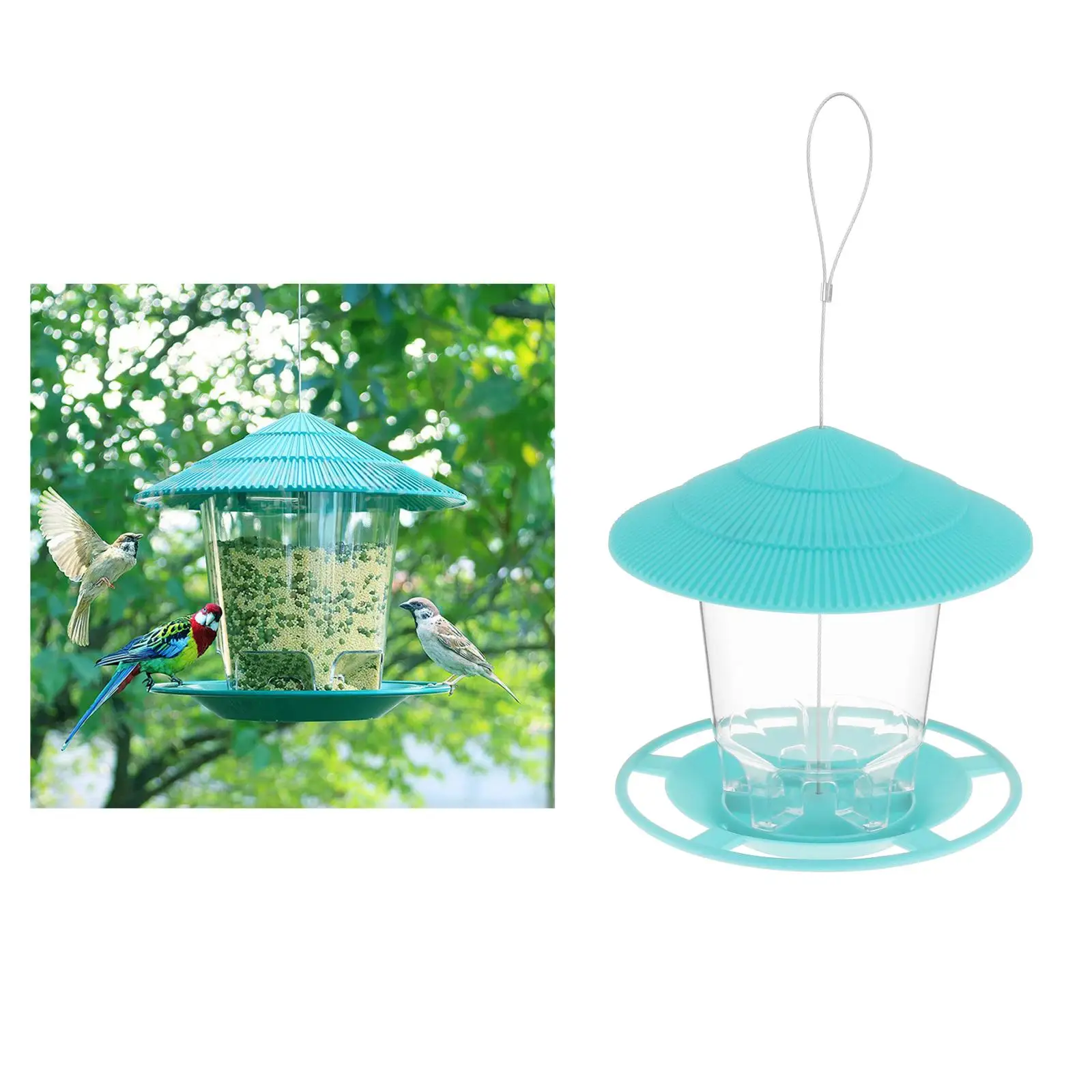 

Portable Bird Feeder Food Container Hanging for Yard Patio Garden Outside