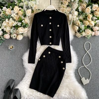 ladies temperament suit 2021 new ladies small fragrant knit tops womens wild high waist skirts two pieces