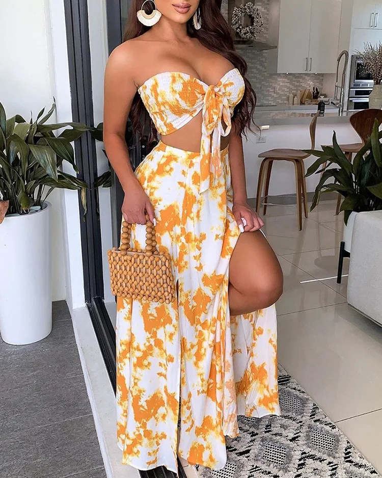 

2021 summer new sexy tube top slim two-piece suit dress
