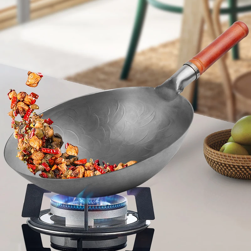 

Fypo Kitchen Iron Cookeware Chinese Woks Traditionl Handmade Wok Non-coating Cooking Pot Cast Iron Pot Cast Iron Skillet
