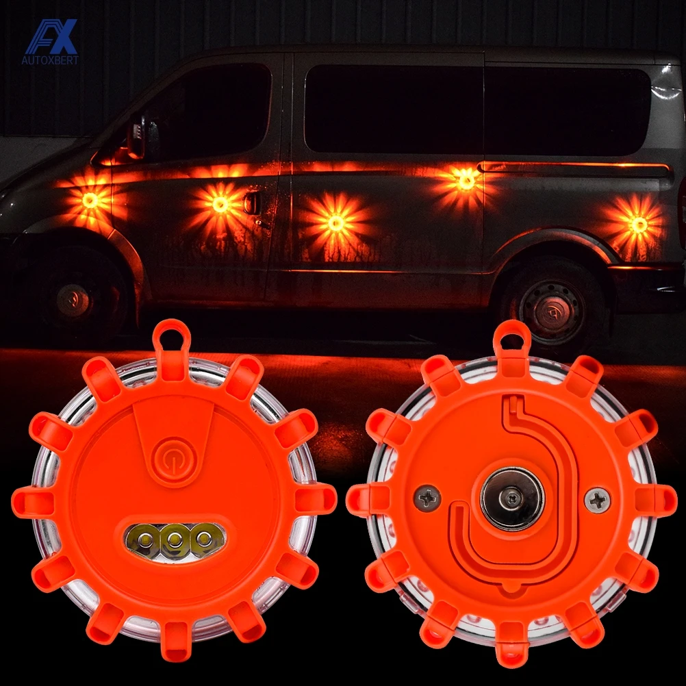 

15 LED 9 Mode Emergency Safety Road Flare Flashing Warning Police Light Magnetic Base Disc Beacon triangle For Car Truck Boat