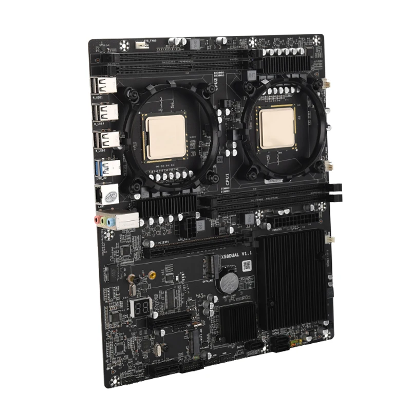 Billig SZMZ X58 Dual Motherboard LGA 1366 Mit 2 Pcs Intel Xeon L5520 CPU 2,26 GHz 4 Kerne 8 Threads 4 DDR3 RAM LGA1366 Server Placa Mae