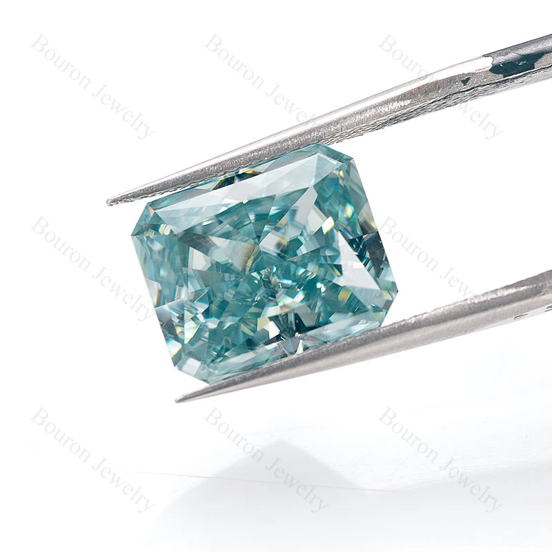 

6x4mm GRA Loose Gemstone Crushed Ice Radiant Aqua Blue Moissanite Stone VVS1 Bouron Jewelry