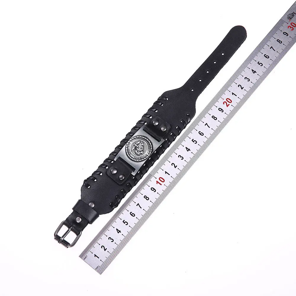 Широкий кожаный мужской браслет LIKGREAT браслеты с подвесками в стиле морской