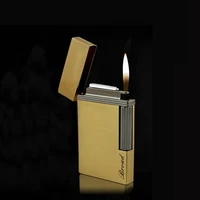 metal lighters ultra thin portable gas lighter inflatable windproof lighter open flame grinding wheel cigarette lighter