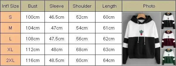 Fashion Women Sweatshirt New Ladies Long Sleeve Cactus Printing Hoodie Pullover Jacket Jumper Tops Streetwear | Женская одежда