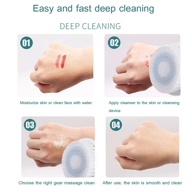 

Rechargeable Face Spin Brush With 3 Exfoliating Brush Heads For Deep Cleansing Facial Lifting Facial Cleansing Brush Massager