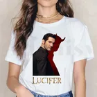 Женская Винтажная футболка с изображением дьявола и Люцифера в стиле 90-х Morningstar, женские топы с коротким рукавом, винтажные рубашки в стиле Харадзюку