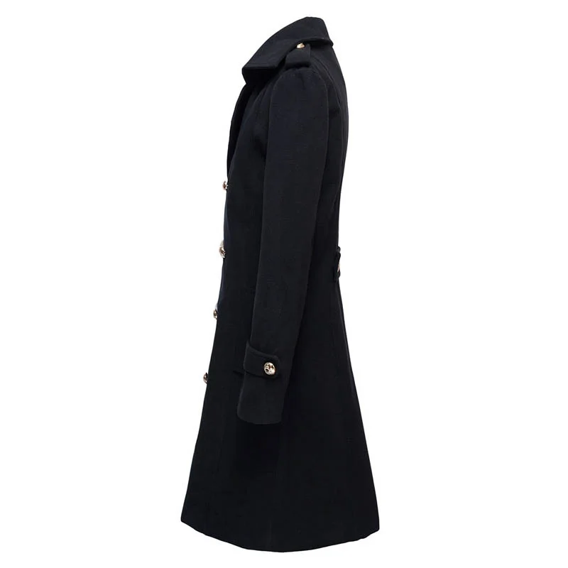 Мужское зимнее шерстяное двубортное длинное пальто в стиле милитари женские