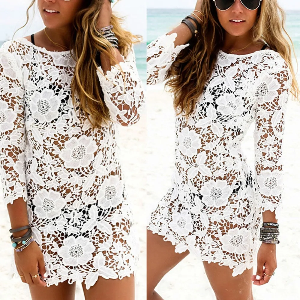 2018 женские пикантный прозрачный кружевной рубашки с длинными рукавами и круглым