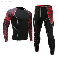 mens 2 piece sports suit mma compression sportswear rashgard male track suit gym workout set quick dry cycling sports set 4xl