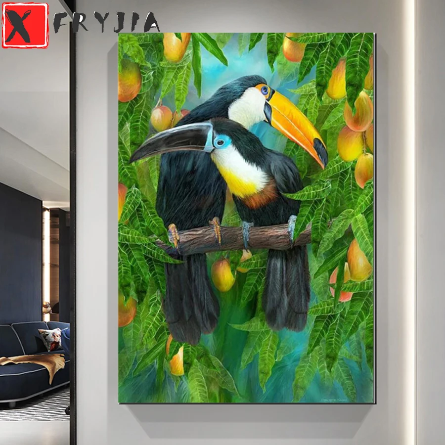

5D Diamond Embroidery Animal Parrot Cross Stitch DIY Diamond Painting Full Diamond Toucan bird scenery rhinestones home Decor