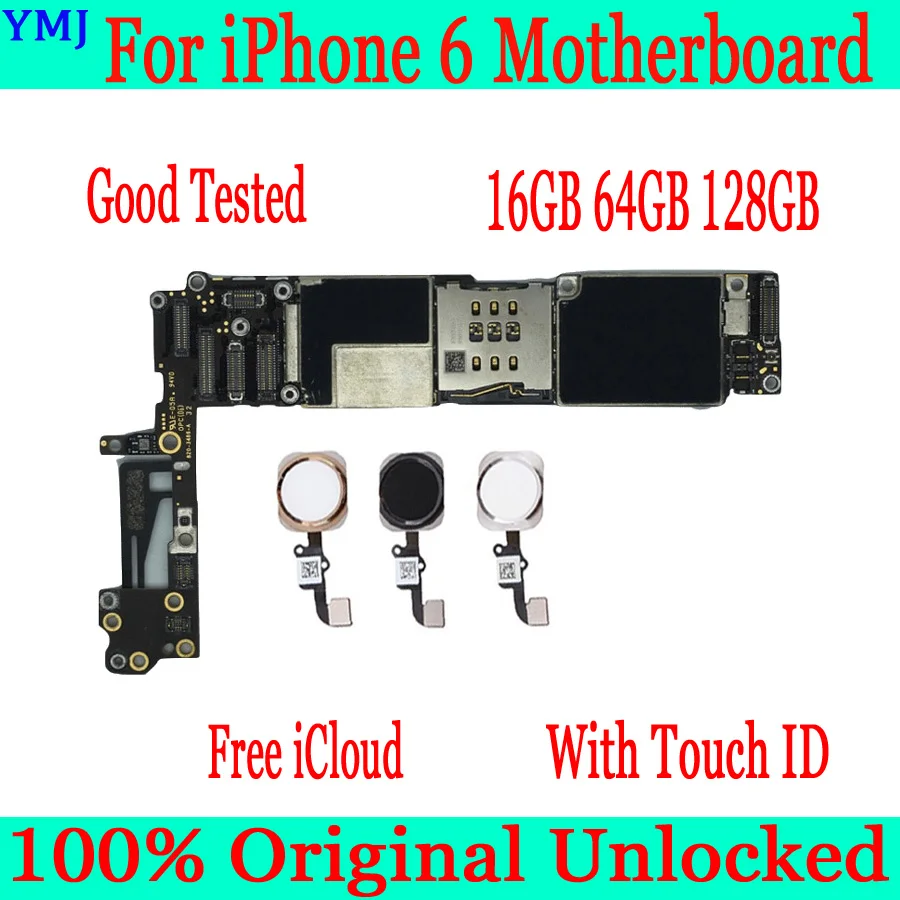 Оригинальная разблокированная материнская плата для iphone 6 4 7 дюйма с/без Touch ID