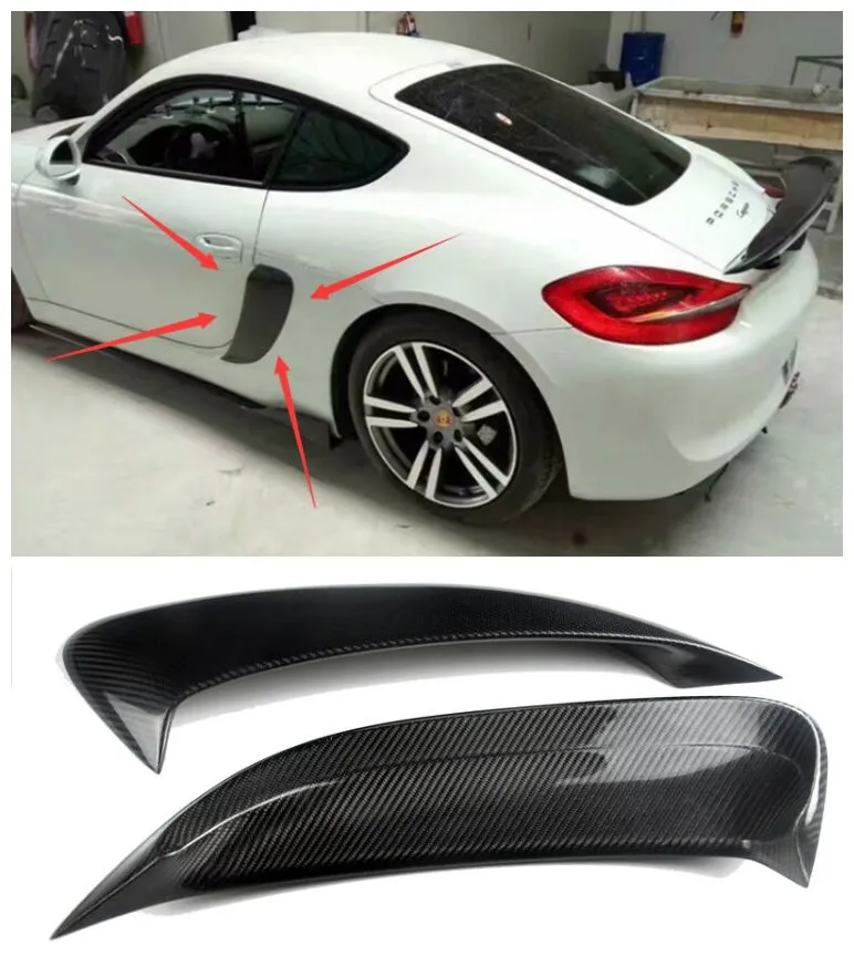 

High quality 2 pieces/1Set carbon fiber inlet side tuyere leaf plate for Porsche Cayman Boxster 981 GT4 2016 2017 2018 2019 2020