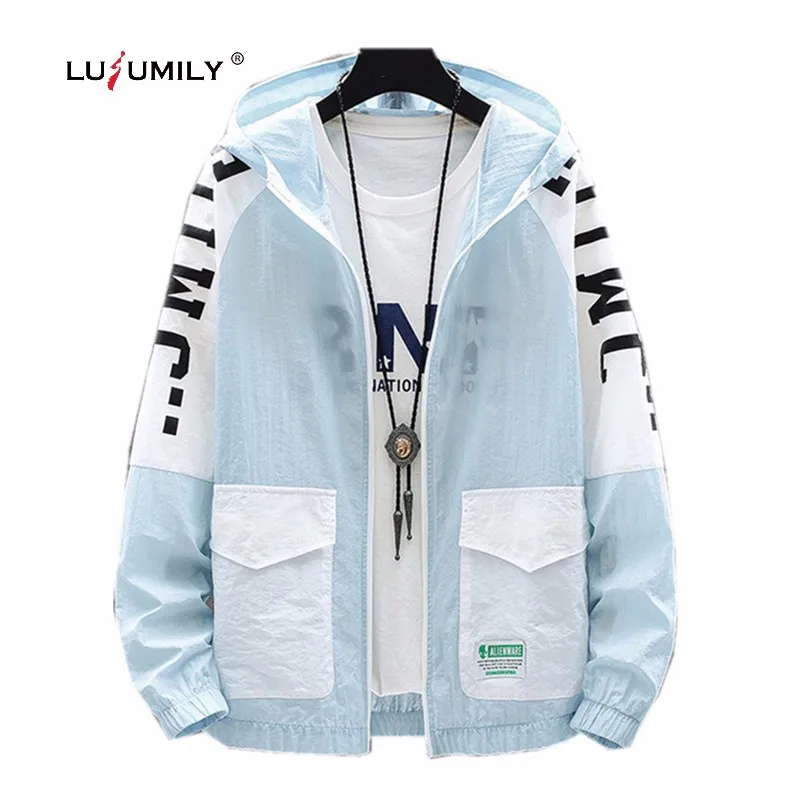 

Lusumily Pocket Zipper Woman Jacket Thin Coats Print Letter Casual Streetwear Recreation Tops Female Windbreaker Girl Beachwear