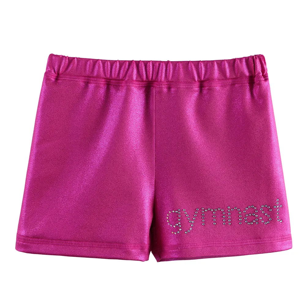 BAOHULU Blue Skinny Girls Shorts Baby Toddler Sports Gymnastics Dancing Shorts Sparkly High Elastic Pants for Kids 4-12 Years