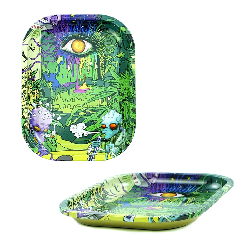

Creative 180*140mm Metal Cigarette Rolling Smoke Tray Storage Container Herb Paper Accessories