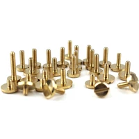 10pcs solid brass m3 slotted screws flat head bolts without nuts leather craft studs belt fasteners 8mm10mm cap more size