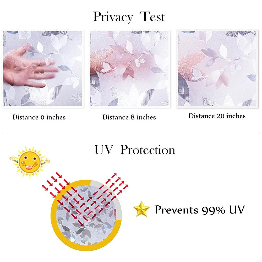 

LUCKYYJ 3D Rainbow Effect Privacy Decorative Glass Window Films Sticker Vinyl self-adhesive Window Film Anti-UV Heat resistant