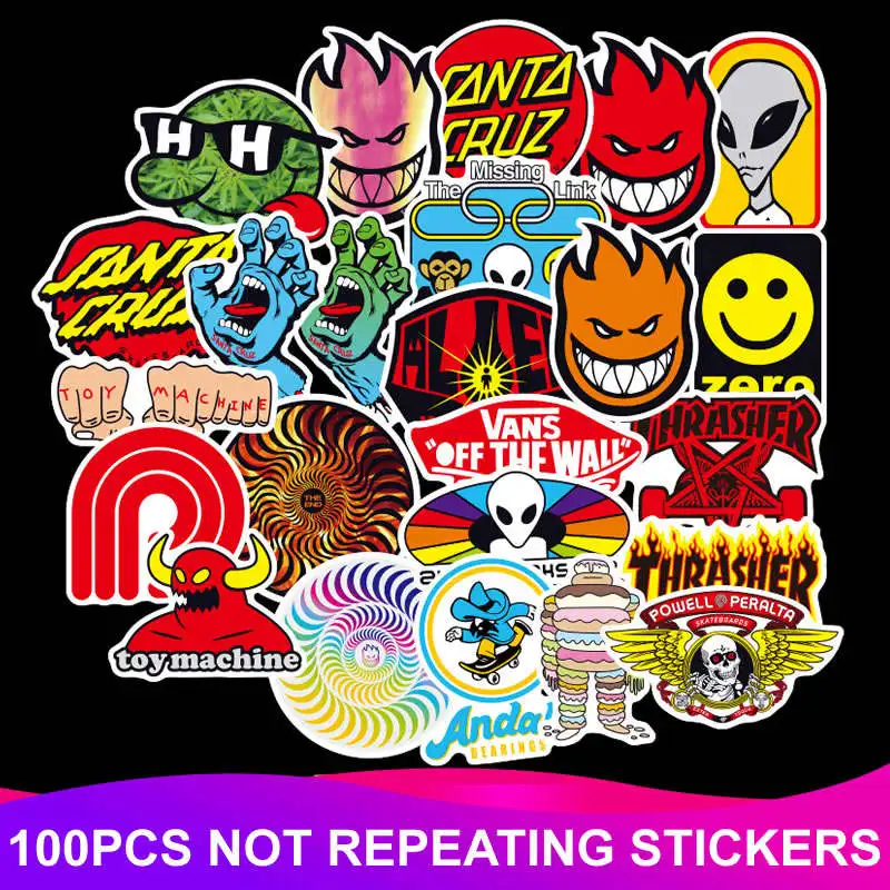 Stickers 100pcs 100 шт./упак. водонепроницаемые забавные граффити Наклейки Скейтборд багаж чемодан мотоцикл телефон наклейки для ноутбука Классическая Детская игрушка - Цвет: Stickers 100pcs