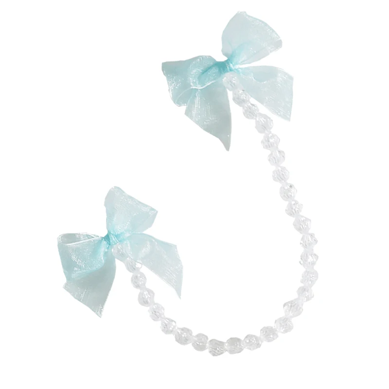 

Blue Bow Brooch Transparent Bead Pin Sparkling Ribbon Accessories Sweater Cardigan Clip Chain Jewelry