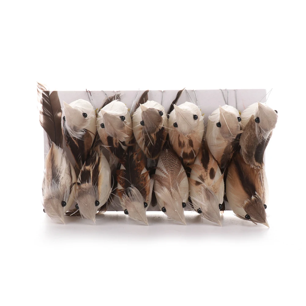 12 шт. милые искусственные пенные птицы яркие перья мини синица ремесло эмуляция