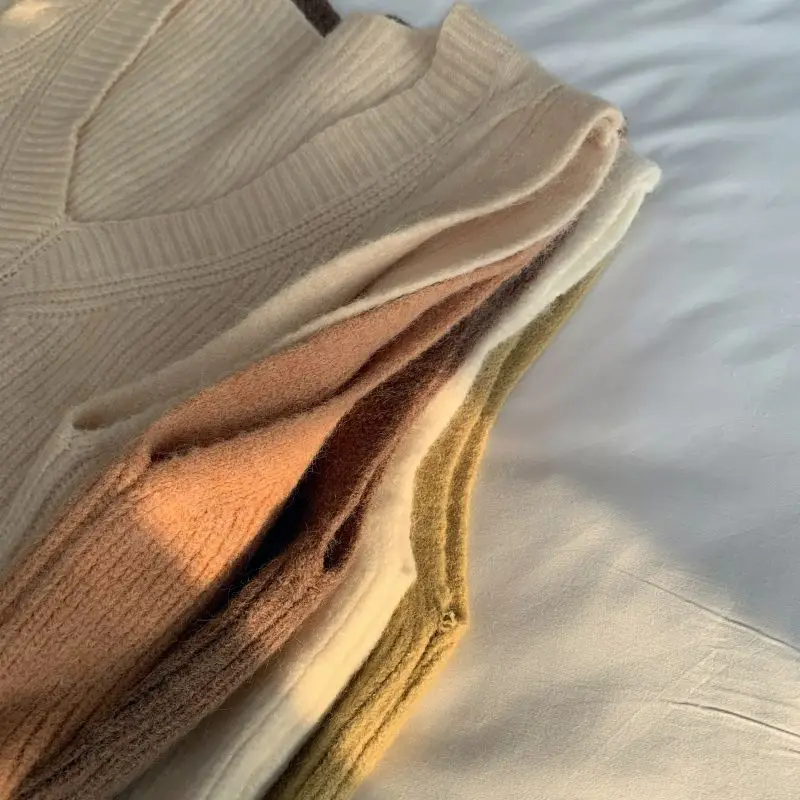 

Women Sweater Vest Korean Style V-neck Solid Simple Sleeveless Knitted Spring Sweet Basic Elegant All-match New Trendy knitwear