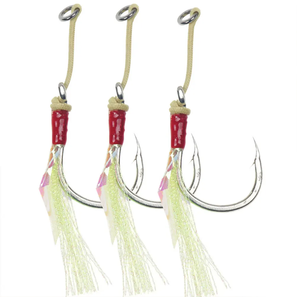 3 Pcs Steel Carbon Bass Cod Fishing Lures Sea Tackle Boat Luminous Hook | Спорт и развлечения
