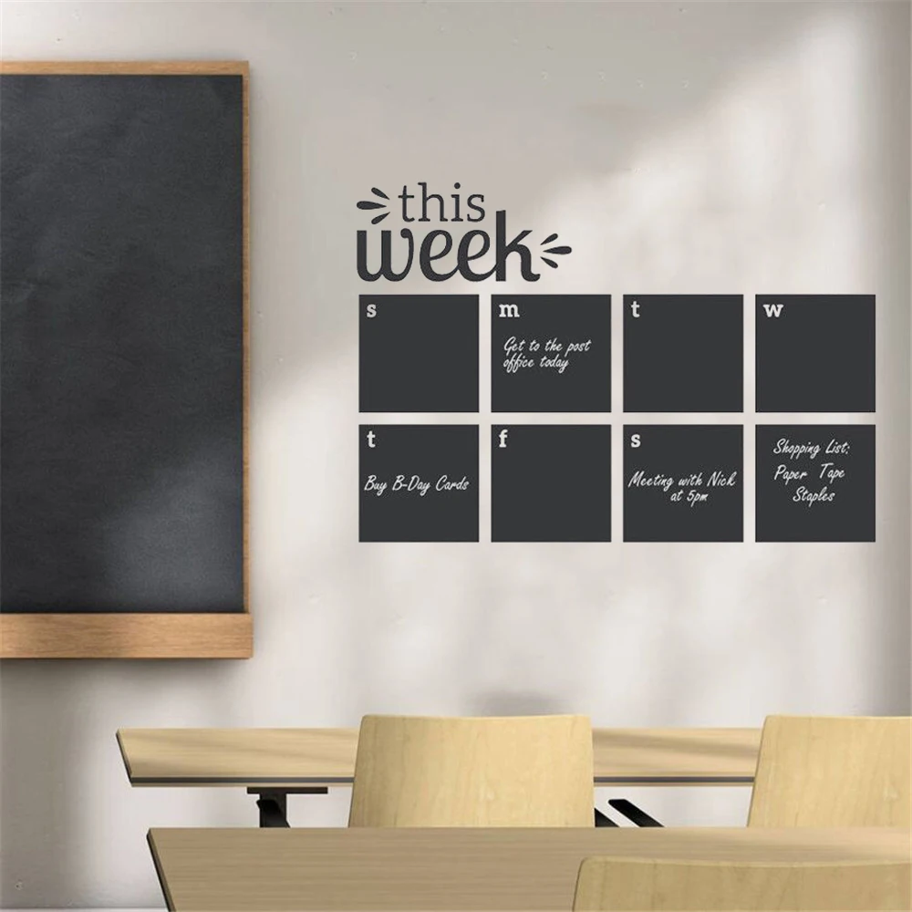 

This Week Memo Vinyl Wall Sticker Office Classroom Decor Blackboard Calendar Design Wall Poster Reusable Vinyl Wall Decal