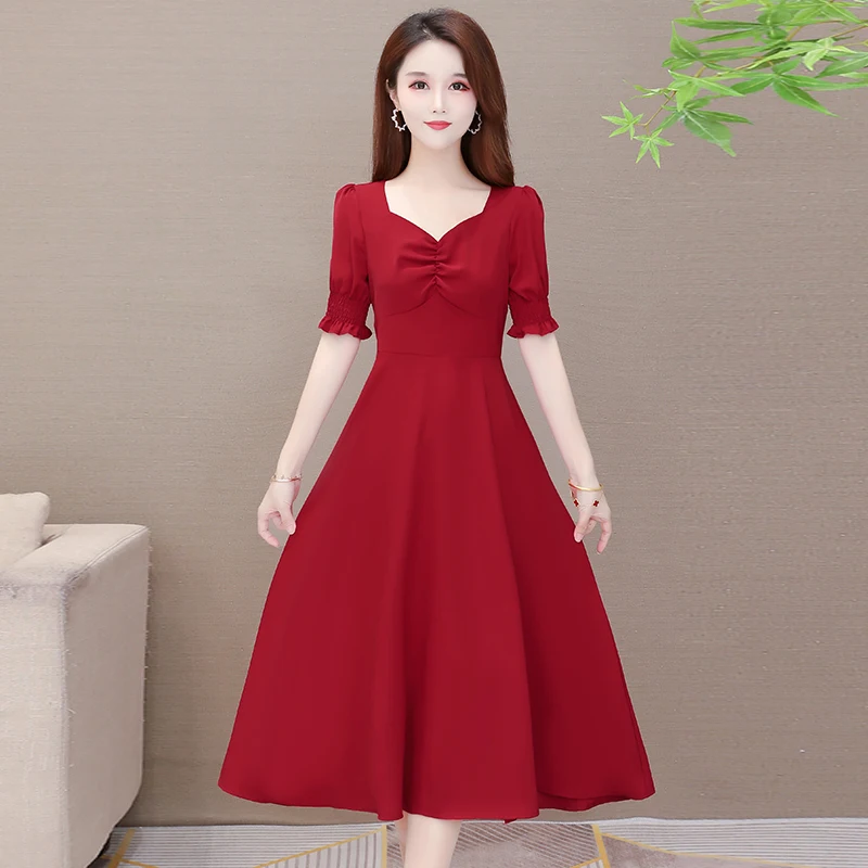 Женские Длинные Модные платья с коротким рукавом повседневные Простые