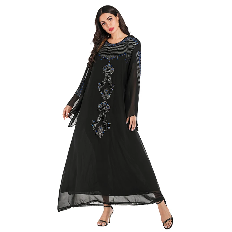 Модное мусульманское платье Дубай турецкий шифон с длинным рукавом