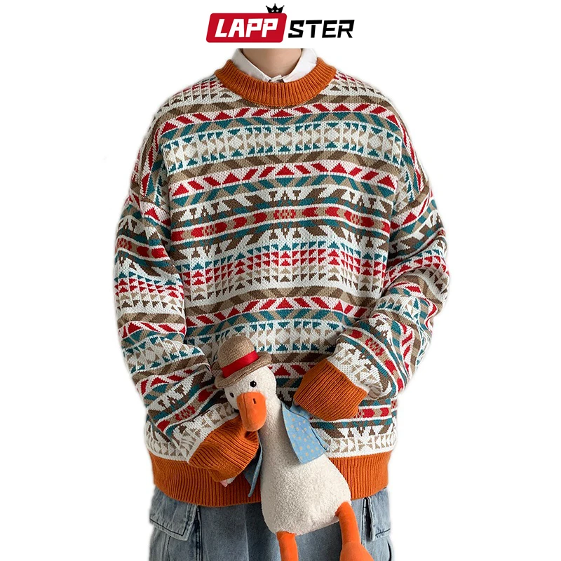 Мужской вязаный свитер LAPPSTER повседневный винтажный с круглым вырезом в