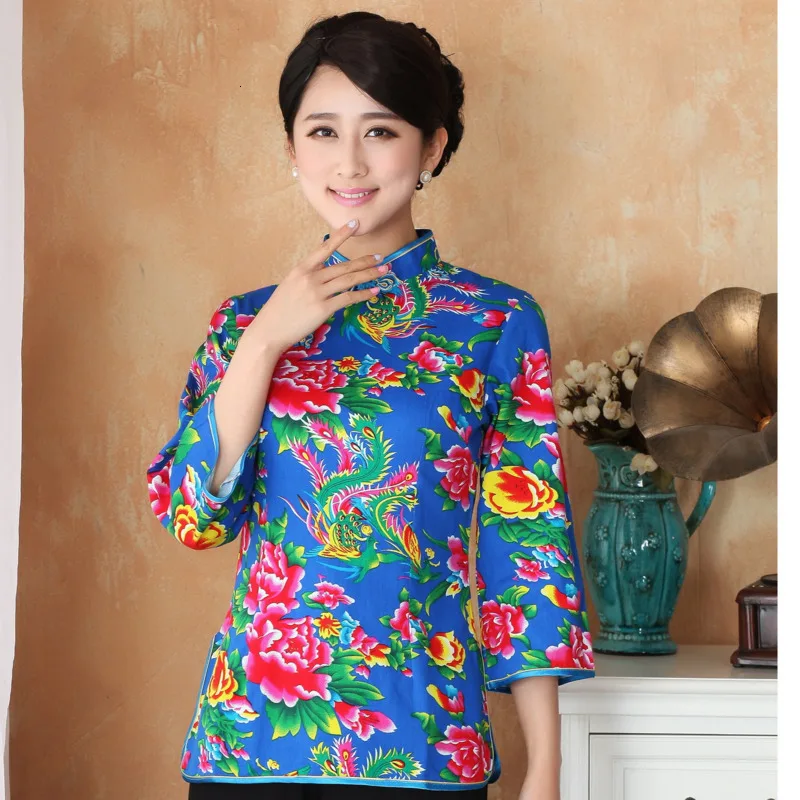 Красные синие женские китайское традиционное платье с разрезами по бокам и