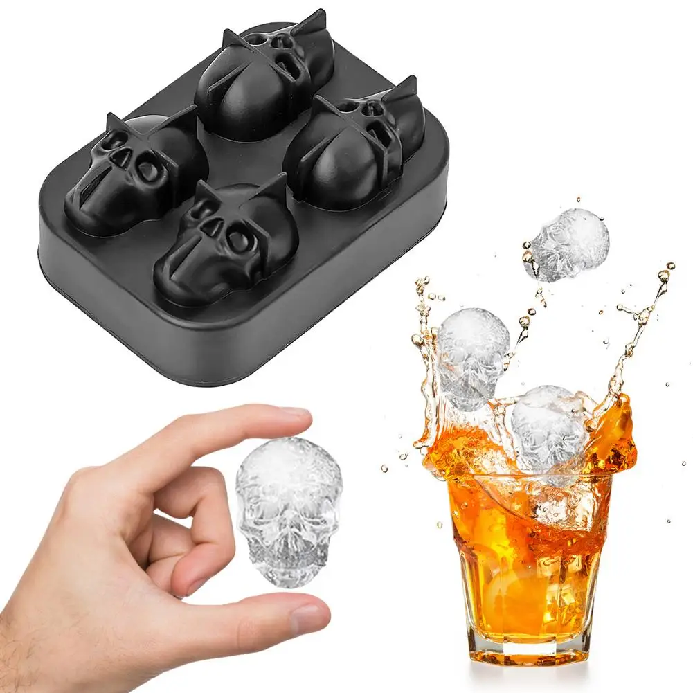 

NEW Kitchen DIY Creative Molds For Bars Silicone Skull Ice Cube Four-in-one Silicone Skull Ice Cube Mold