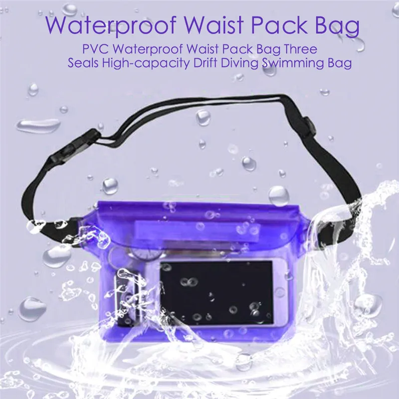 PVC Waterproof Waist Pack Swimming Bag Outdoor Three Seals High-capacity Boating Drift Diving Water Sports Bags | Спорт и