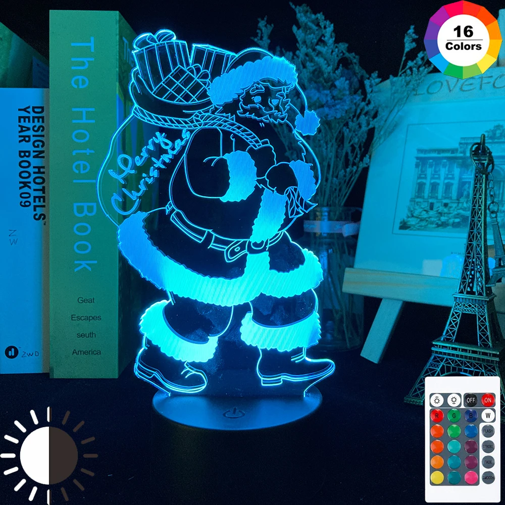 

3D Cartoon Christmas Tree Night Light 7/16 RGB Colors LED Night Light Table Home Party Holiday Atmosphere Decor Festival Xmas