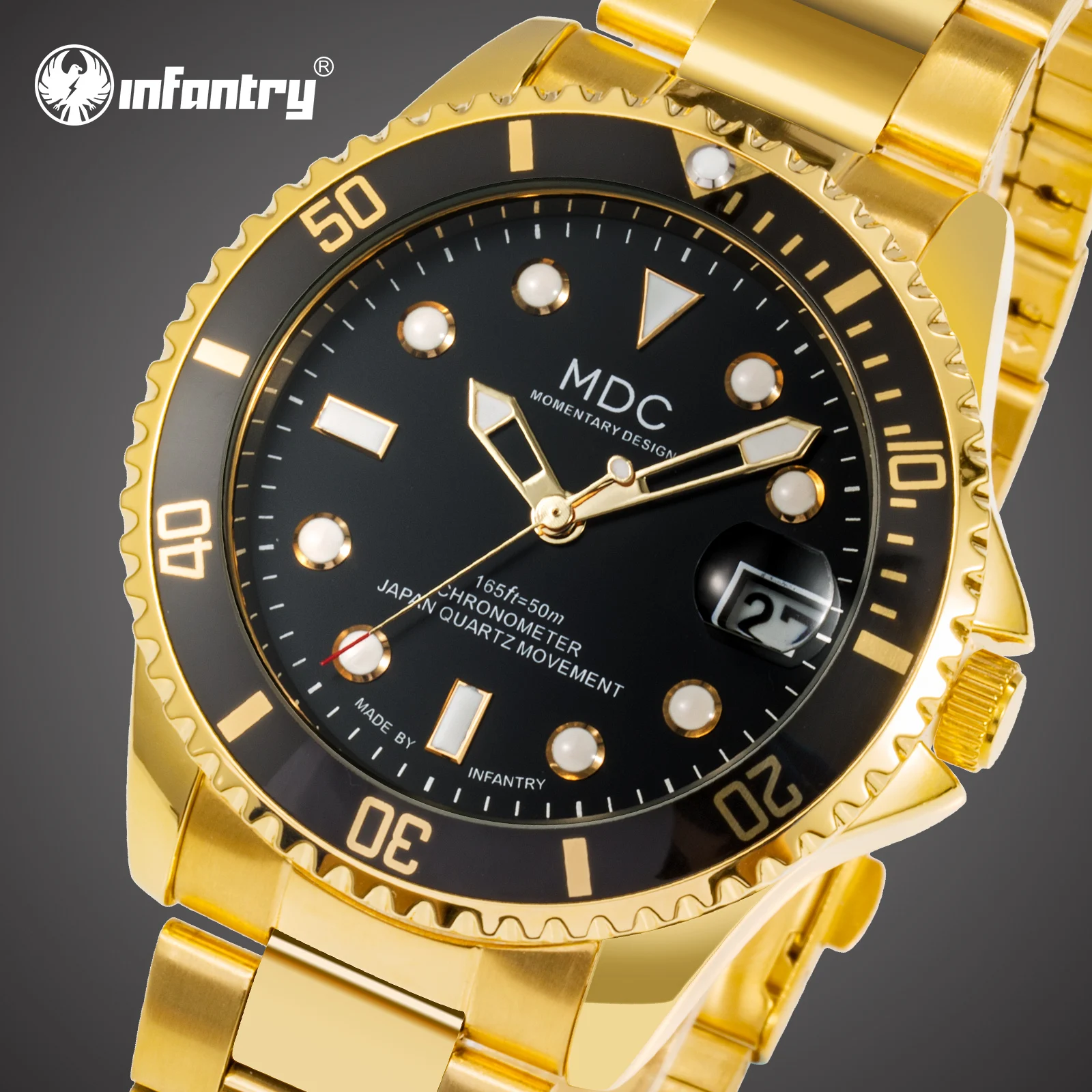 Часы MDC мужские водонепроницаемые из нержавеющей стали брендовые Роскошные в
