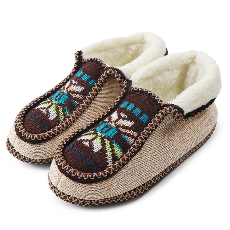 Зимние теплые плюшевые тапочки женские меховые шлепанцы Мягкие Вязаные домашние