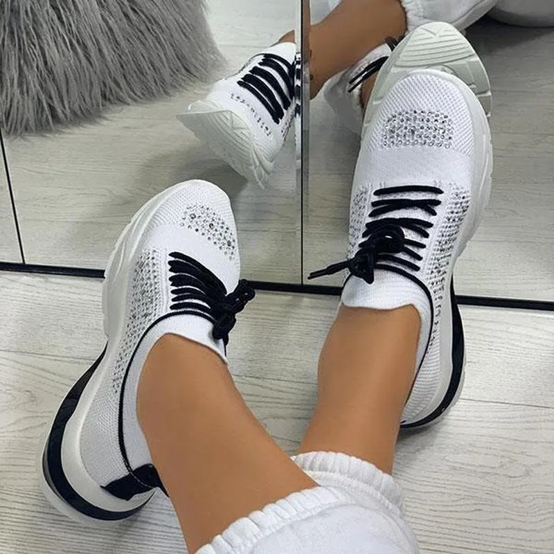 

Женские кроссовки с вулканизированной подошвой, спортивная обувь на шнуровке для бега и прогулок, новинка 2021