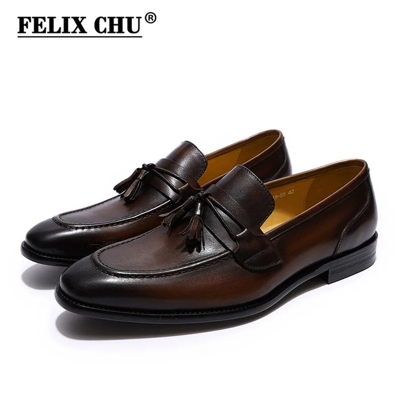 Брендовые мужские копейные лоферы с кисточками натуральная кожа черные