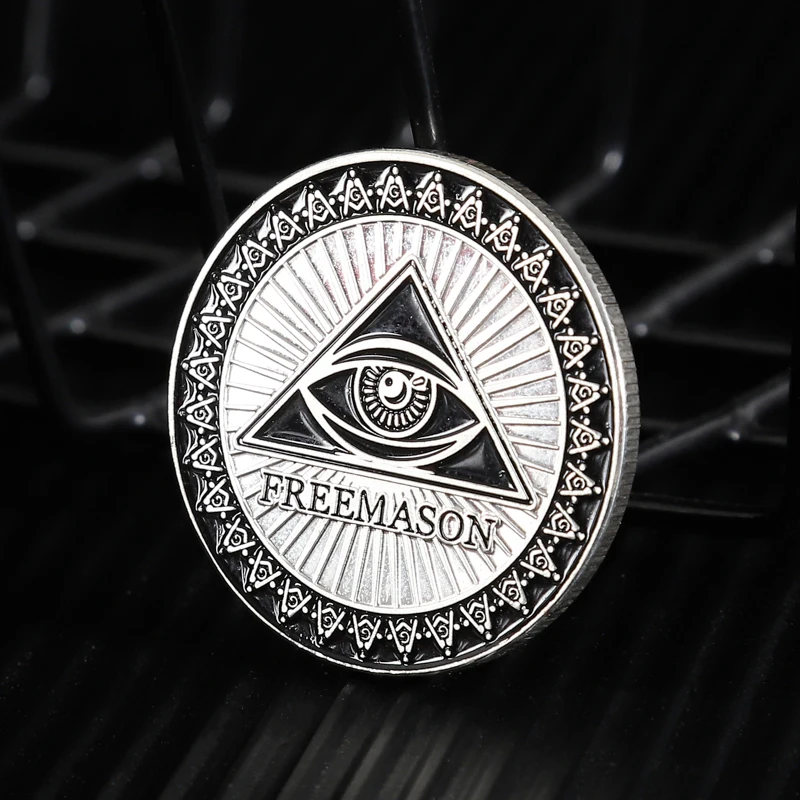 Chapado en plata masónico Freemason conmemorativo монета Token coleccionable fatio G03 Прямая поставка