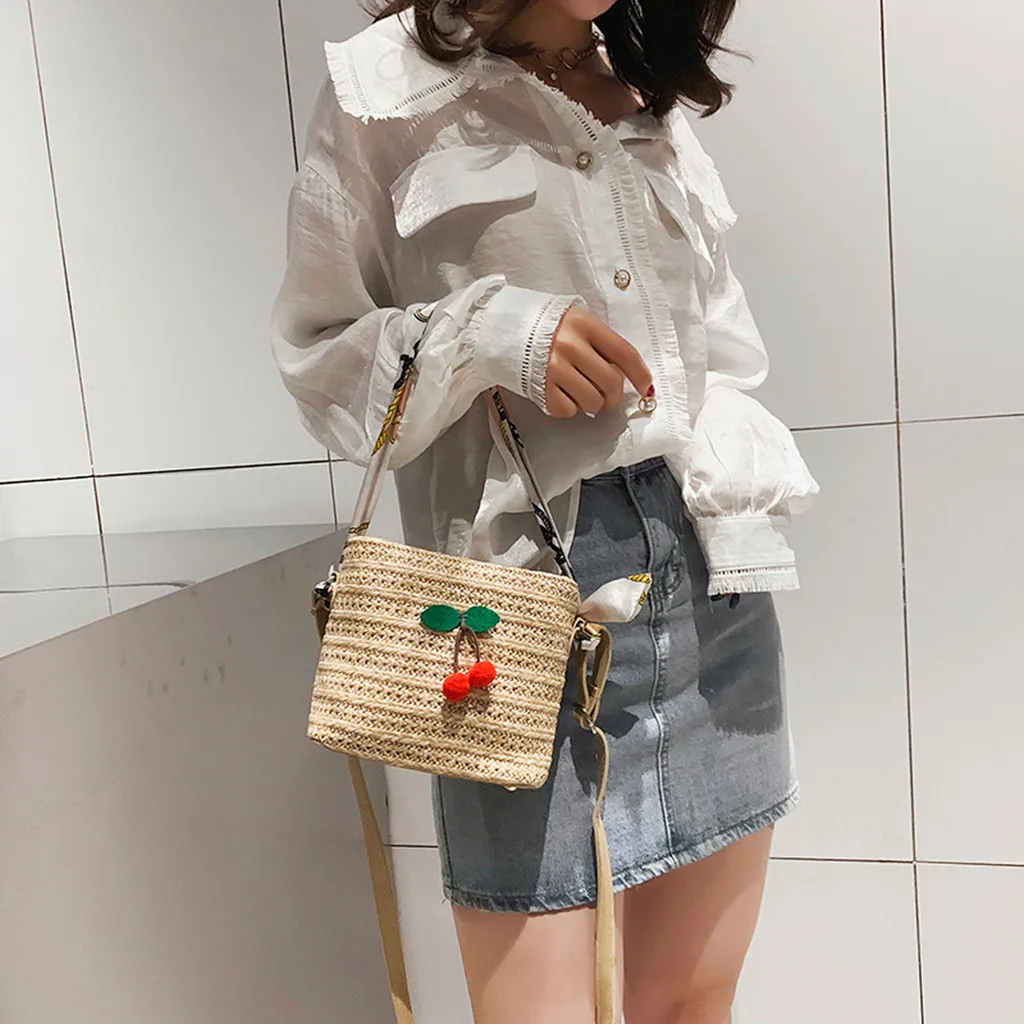 Сумка мешок женская плетеная из соломы саквояж на плечо ручной работы пляжный