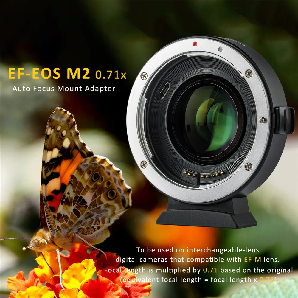 Viltrox EF-EOS M2 AF Auto-focus EXIF 0.71X Reduce Speed Booster Lens Adapter Turbo for Canon EF lens to EOS M5 M6 M50 Camera | Электроника