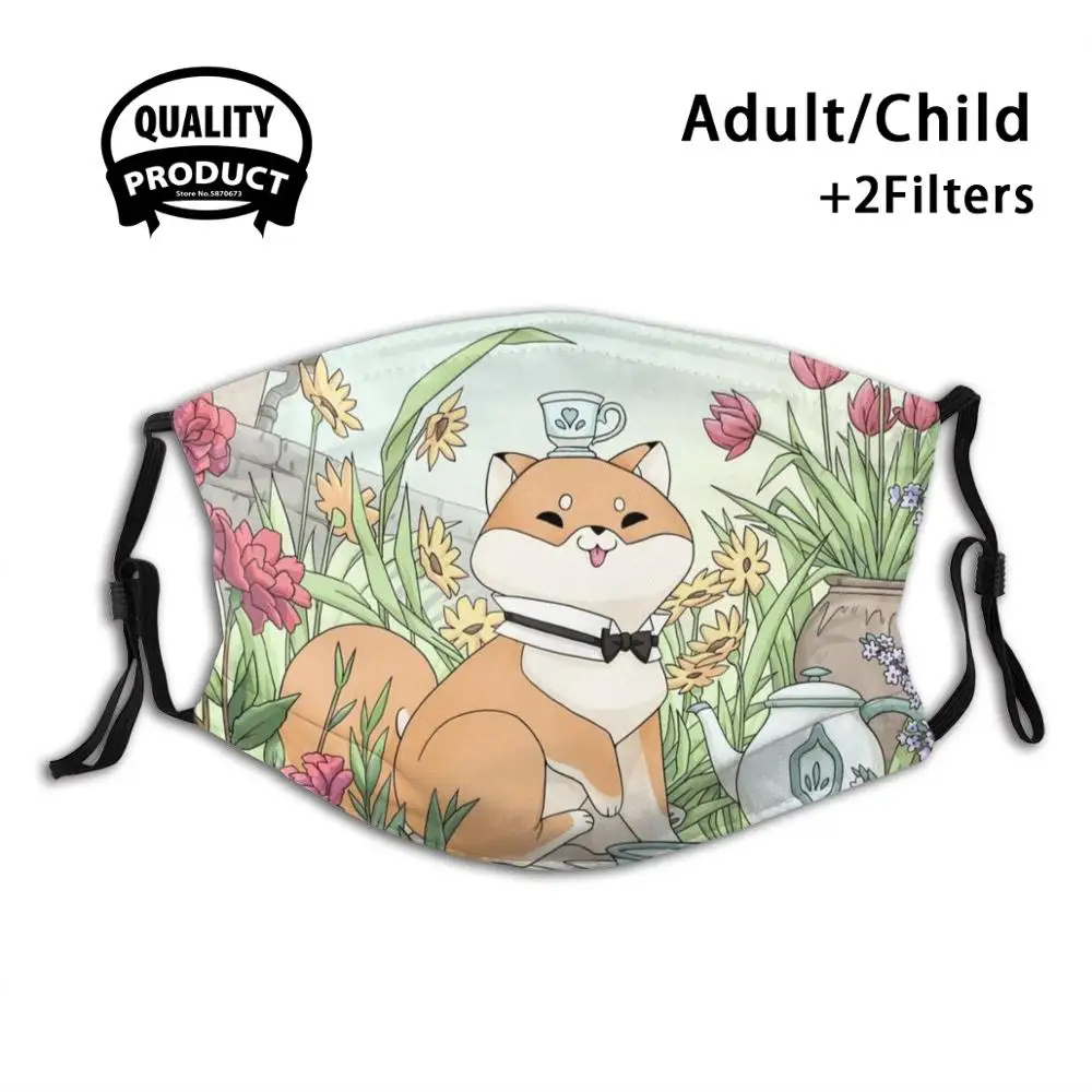 

Tea Cup Shiba Reusable Mouth Mask Filter Cool Kawaii Funny Custom Design Masks Shiba Inu Dog Cute Teacup Illustration