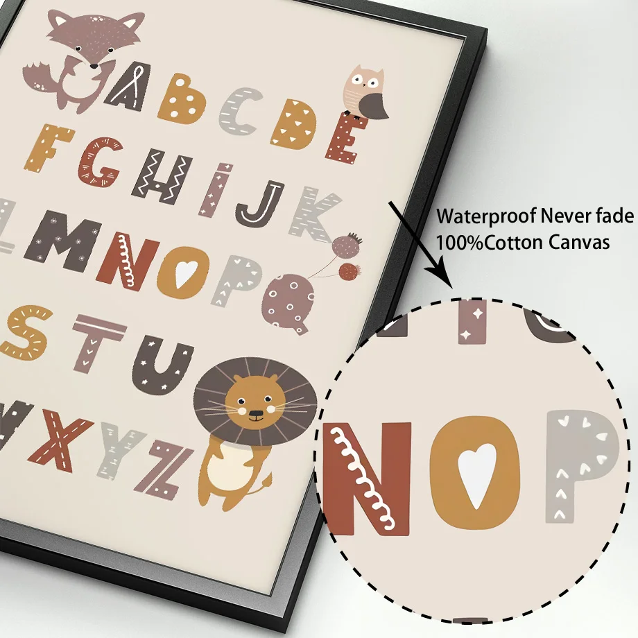 Жираф лама крокодил медведь Алфавит настенная живопись холст скандинавские