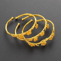 3 pieces wholesale flower bangle yellow gold filled exquisite womens cuff bangle bracelet fashion jewelry drop shipping