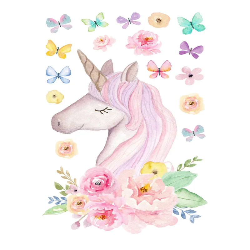 3D Наклейка на стену в виде единорога домашний декор радуга единорог наклейки для